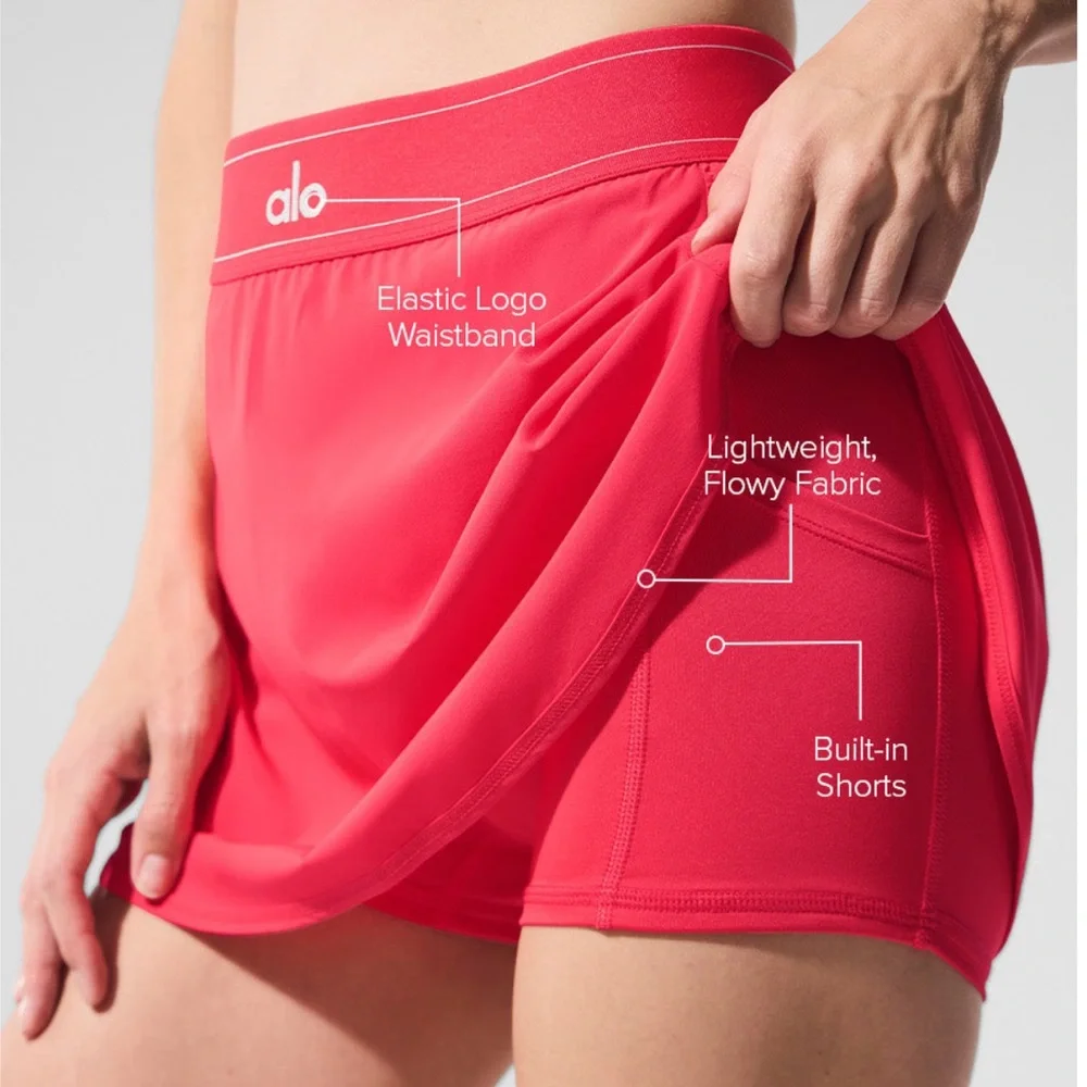NWT ALO YOGA Candy Red Set: Match Point Skirt and Aspire Tank Top